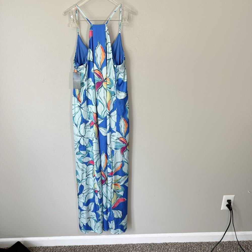 Tahari ASL Womens Floral Satin Maxi Dress Size S Sleeveless Wedding Resort NEW - Picture 5 of 6